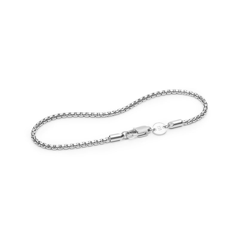 Men's Bracelets - The Rounded Box Chain Bracelet - Silver 7 inches 7.5 inches 8 inches