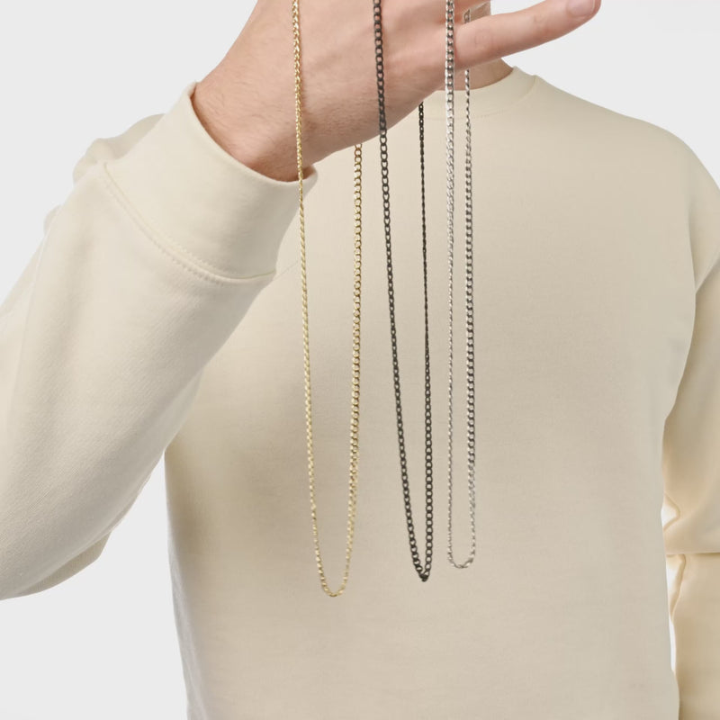 Men's Necklaces - The Flat Curb Chain - Gold 55cm 65cm